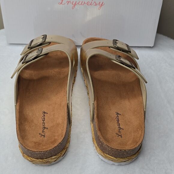 NIB Lryweisy Women Cork Sandals Comfortable Espadrilles Flatform Sz 8 - Picture 4 of 7